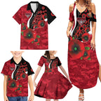 Essendon Bombers ANZAC Personalised Family Matching Summer Maxi Dress and Hawaiian Shirt Lest We Forget Poppy Camo