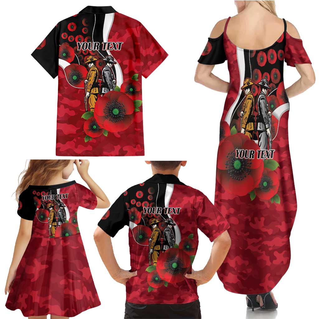 Essendon Bombers ANZAC Personalised Family Matching Summer Maxi Dress and Hawaiian Shirt Lest We Forget Poppy Camo