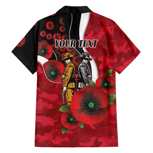 Essendon Bombers ANZAC Personalised Family Matching Summer Maxi Dress and Hawaiian Shirt Lest We Forget Poppy Camo