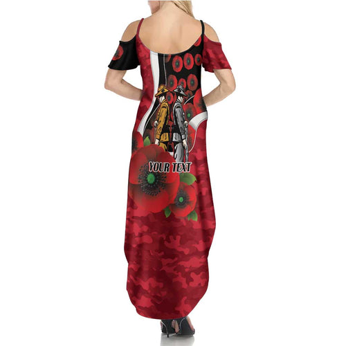 Essendon Bombers ANZAC Personalised Family Matching Summer Maxi Dress and Hawaiian Shirt Lest We Forget Poppy Camo