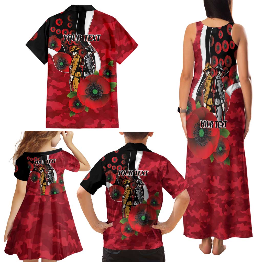 Essendon Bombers ANZAC Personalised Family Matching Tank Maxi Dress and Hawaiian Shirt Lest We Forget Poppy Camo