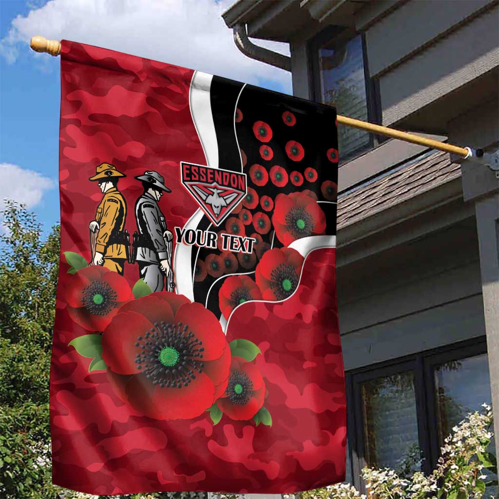 Essendon Bombers ANZAC Personalised Garden Flag Lest We Forget Poppy Camo