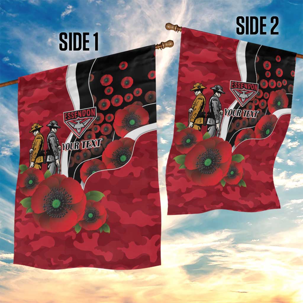 Essendon Bombers ANZAC Personalised Garden Flag Lest We Forget Poppy Camo