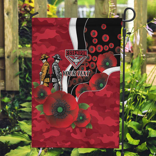 Essendon Bombers ANZAC Personalised Garden Flag Lest We Forget Poppy Camo