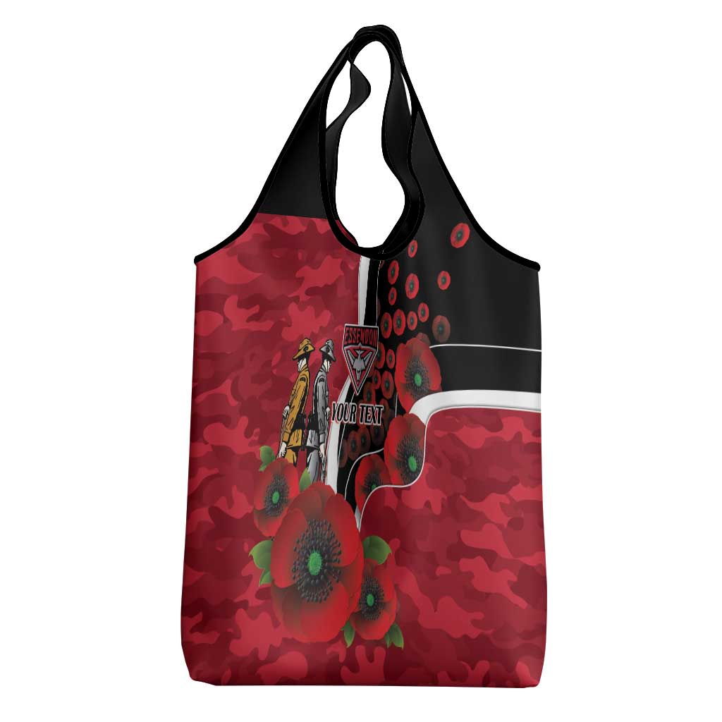 Essendon Bombers ANZAC Personalised Grocery Bag Lest We Forget Poppy Camo