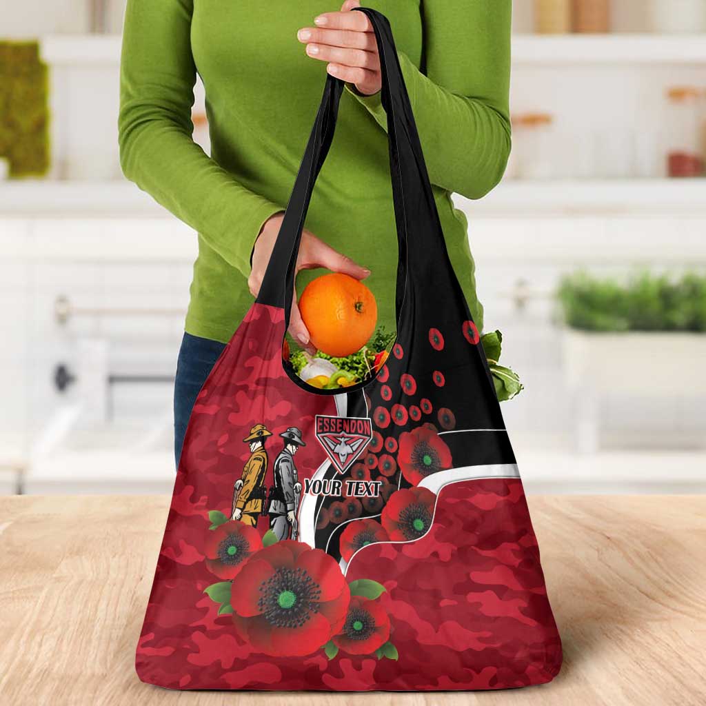 Essendon Bombers ANZAC Personalised Grocery Bag Lest We Forget Poppy Camo