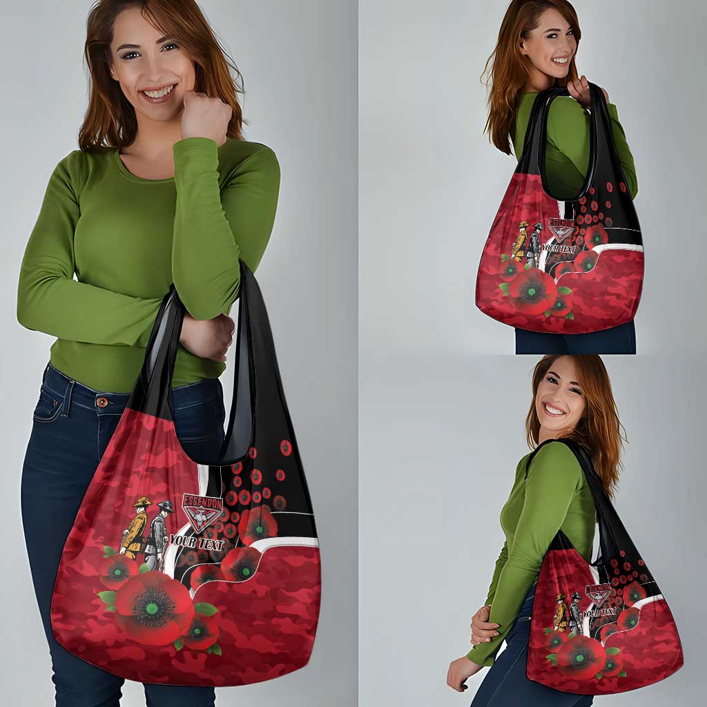 Essendon Bombers ANZAC Personalised Grocery Bag Lest We Forget Poppy Camo