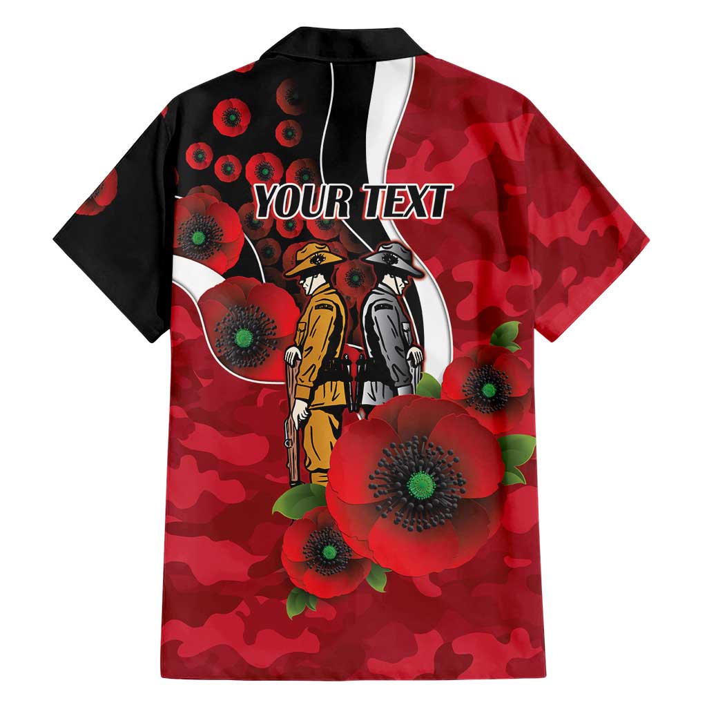 Essendon Bombers ANZAC Personalised Hawaiian Shirt Lest We Forget Poppy Camo