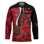 Essendon Bombers ANZAC Personalised Hockey Jersey Lest We Forget Poppy Camo