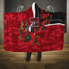 Essendon Bombers ANZAC Personalised Hooded Blanket Lest We Forget Poppy Camo