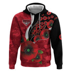 Essendon Bombers ANZAC Personalised Hoodie Lest We Forget Poppy Camo