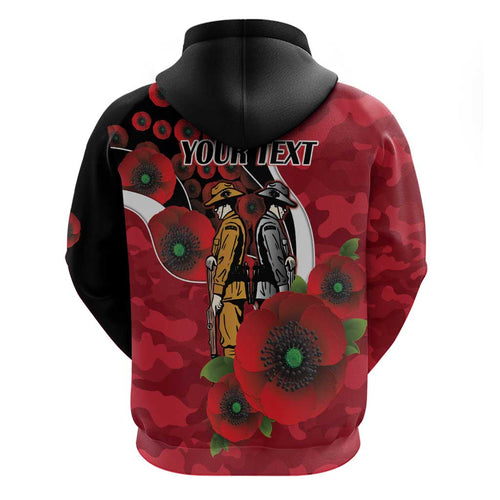 Essendon Bombers ANZAC Personalised Hoodie Lest We Forget Poppy Camo