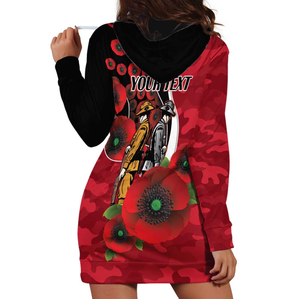 Essendon Bombers ANZAC Personalised Hoodie Dress Lest We Forget Poppy Camo