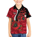 Essendon Bombers ANZAC Personalised Kid Hawaiian Shirt Lest We Forget Poppy Camo