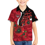 Essendon Bombers ANZAC Personalised Kid Hawaiian Shirt Lest We Forget Poppy Camo