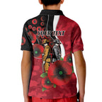 Essendon Bombers ANZAC Personalised Kid Polo Shirt Lest We Forget Poppy Camo