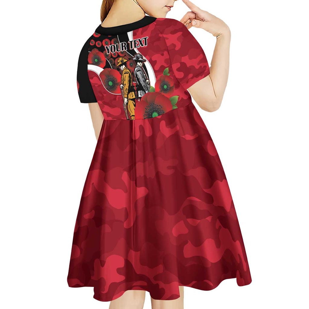 Essendon Bombers ANZAC Personalised Kid Short Sleeve Dress Lest We Forget Poppy Camo
