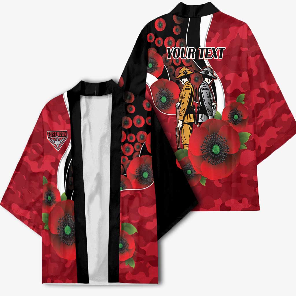 Essendon Bombers ANZAC Personalised Kimono Lest We Forget Poppy Camo