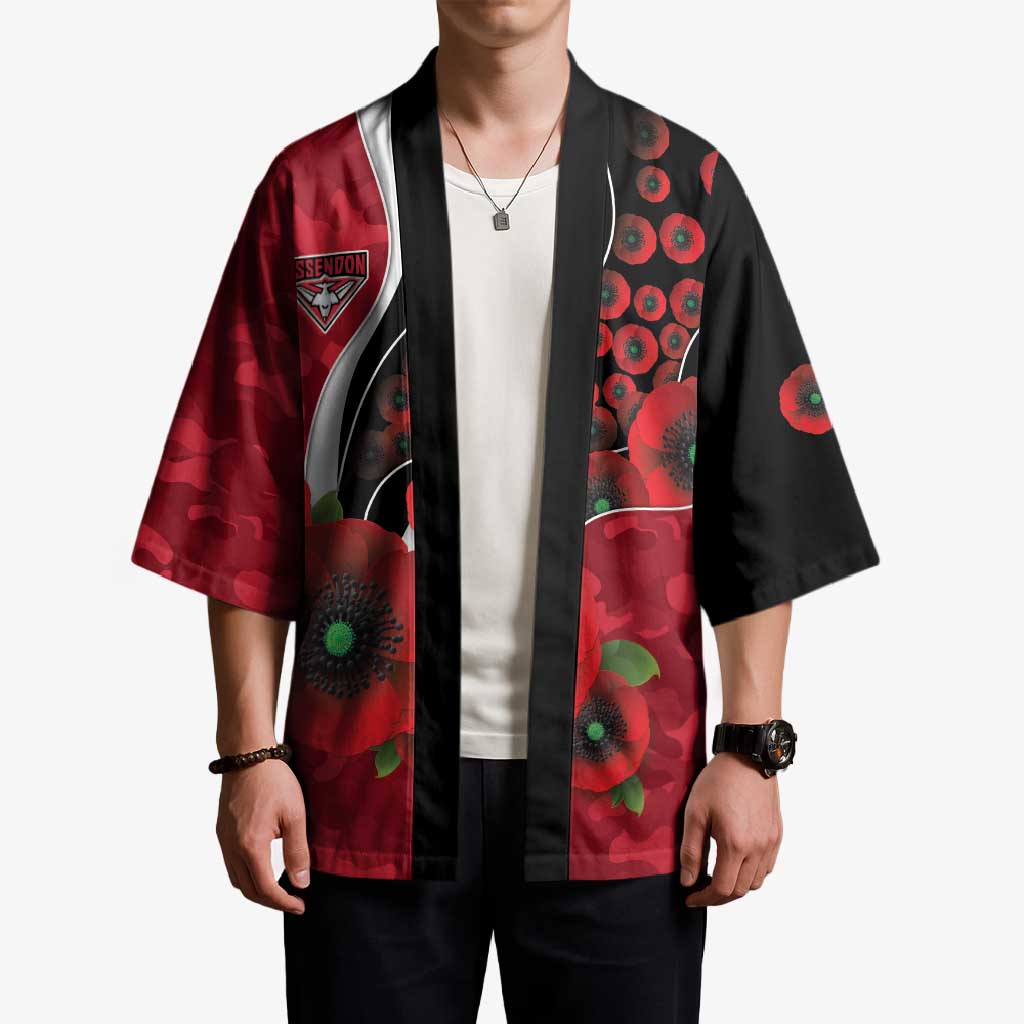 Essendon Bombers ANZAC Personalised Kimono Lest We Forget Poppy Camo