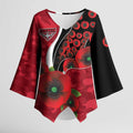Essendon Bombers ANZAC Personalised Kimono Sleeve Blouse Lest We Forget Poppy Camo