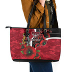Essendon Bombers ANZAC Personalised Leather Tote Bag Lest We Forget Poppy Camo