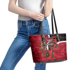 Essendon Bombers ANZAC Personalised Leather Tote Bag Lest We Forget Poppy Camo