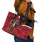 Essendon Bombers ANZAC Personalised Leather Tote Bag Lest We Forget Poppy Camo
