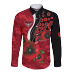 Essendon Bombers ANZAC Personalised Long Sleeve Button Shirt Lest We Forget Poppy Camo