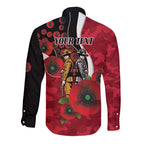 Essendon Bombers ANZAC Personalised Long Sleeve Button Shirt Lest We Forget Poppy Camo