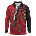 Essendon Bombers ANZAC Personalised Long Sleeve Polo Shirt Lest We Forget Poppy Camo