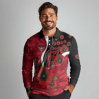 Essendon Bombers ANZAC Personalised Long Sleeve Polo Shirt Lest We Forget Poppy Camo