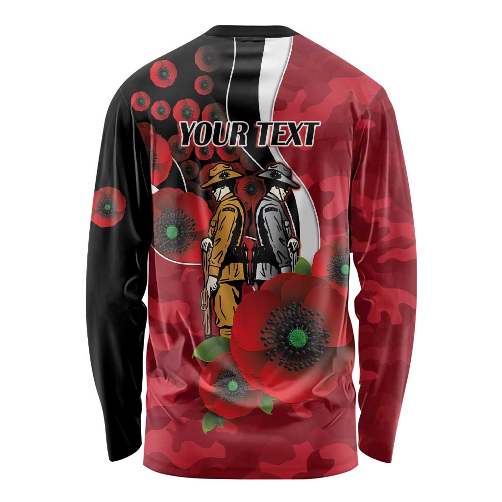 Essendon Bombers ANZAC Personalised Long Sleeve Shirt Lest We Forget Poppy Camo