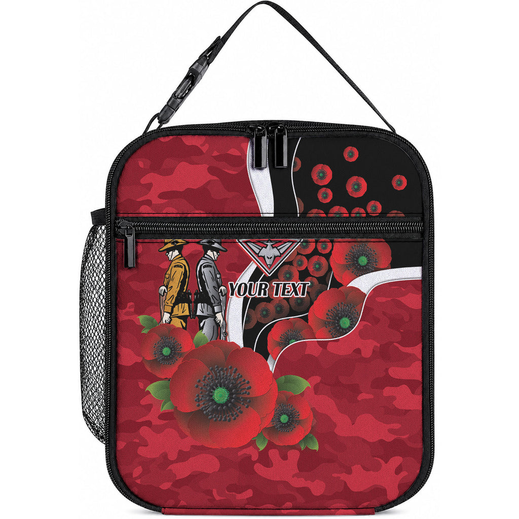 Essendon Bombers ANZAC Personalised Lunch Bag Lest We Forget Poppy Camo