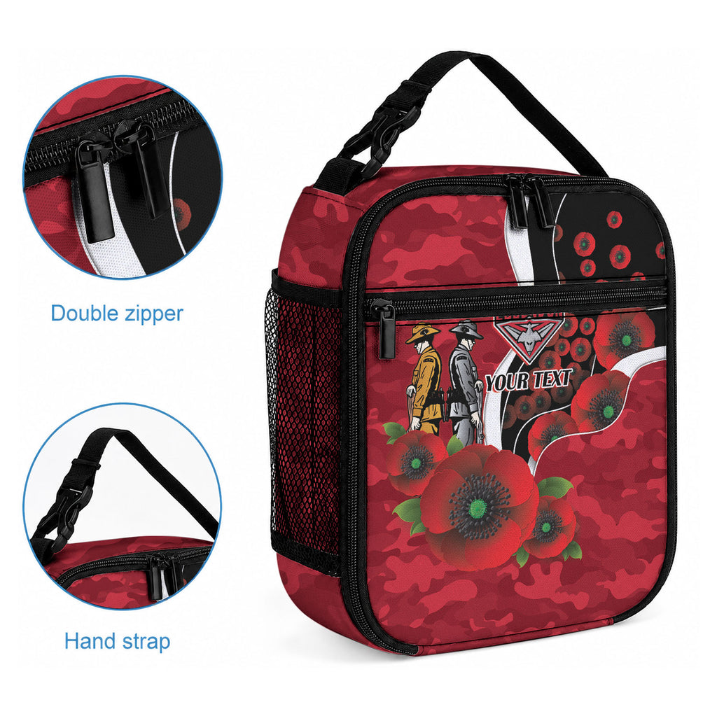 Essendon Bombers ANZAC Personalised Lunch Bag Lest We Forget Poppy Camo