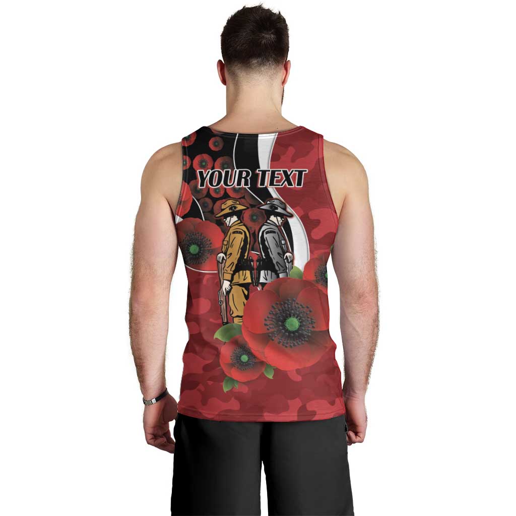 Essendon Bombers ANZAC Personalised Men Tank Top Lest We Forget Poppy Camo