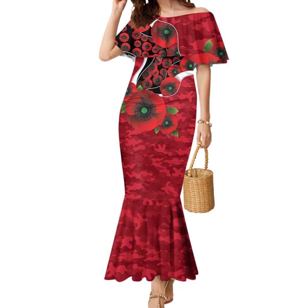 Essendon Bombers ANZAC Personalised Mermaid Dress Lest We Forget Poppy Camo