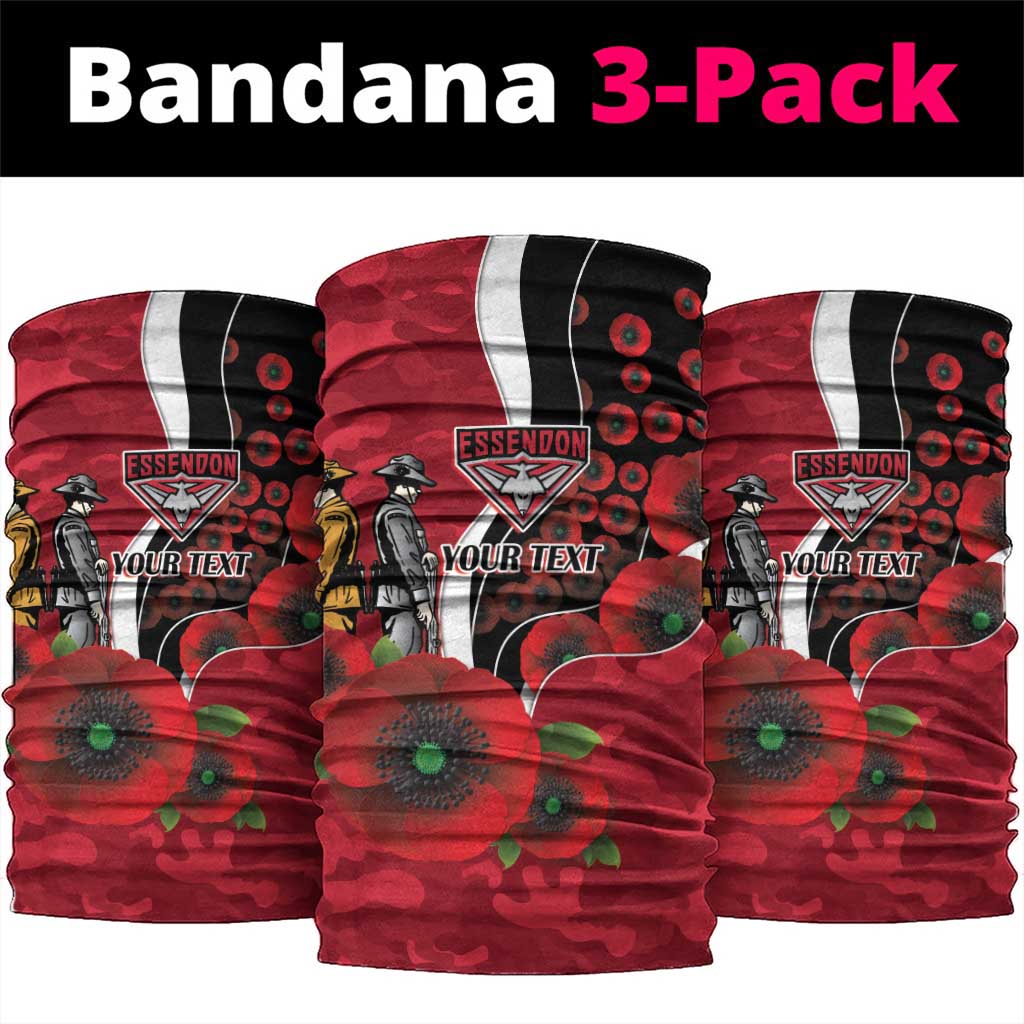 Essendon Bombers ANZAC Personalised Neck Gaiter Lest We Forget Poppy Camo