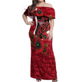 Essendon Bombers ANZAC Personalised Off Shoulder Maxi Dress Lest We Forget Poppy Camo