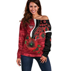 Essendon Bombers ANZAC Personalised Off Shoulder Sweater Lest We Forget Poppy Camo