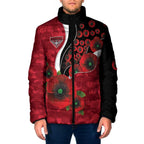 Essendon Bombers ANZAC Personalised Padded Jacket Lest We Forget Poppy Camo