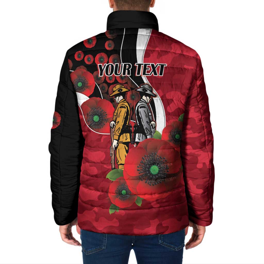 Essendon Bombers ANZAC Personalised Padded Jacket Lest We Forget Poppy Camo