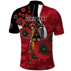 Essendon Bombers ANZAC Personalised Polo Shirt Lest We Forget Poppy Camo