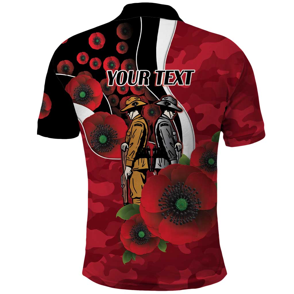 Essendon Bombers ANZAC Personalised Polo Shirt Lest We Forget Poppy Camo