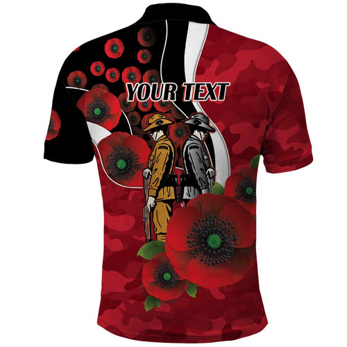 Essendon Bombers ANZAC Personalised Polo Shirt Lest We Forget Poppy Camo