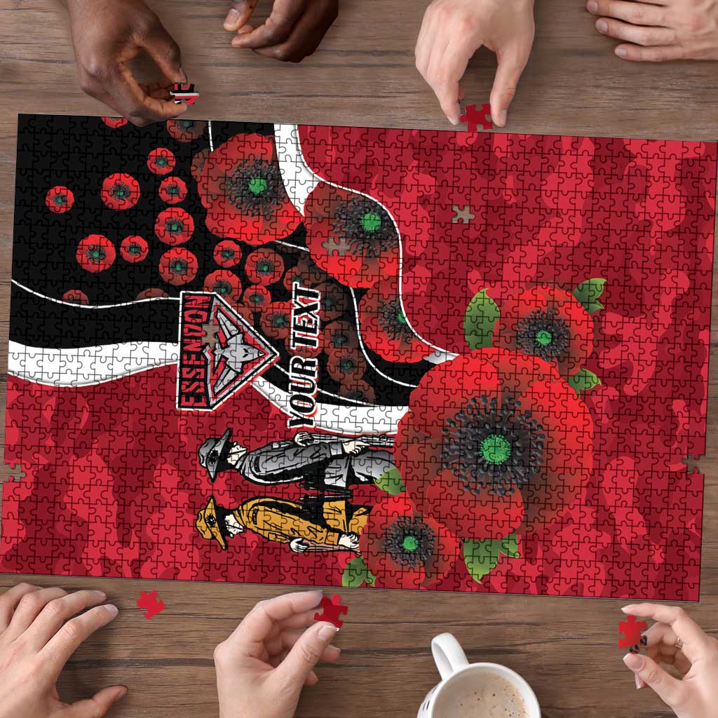 Essendon Bombers ANZAC Personalised Puzzle Lest We Forget Poppy Camo