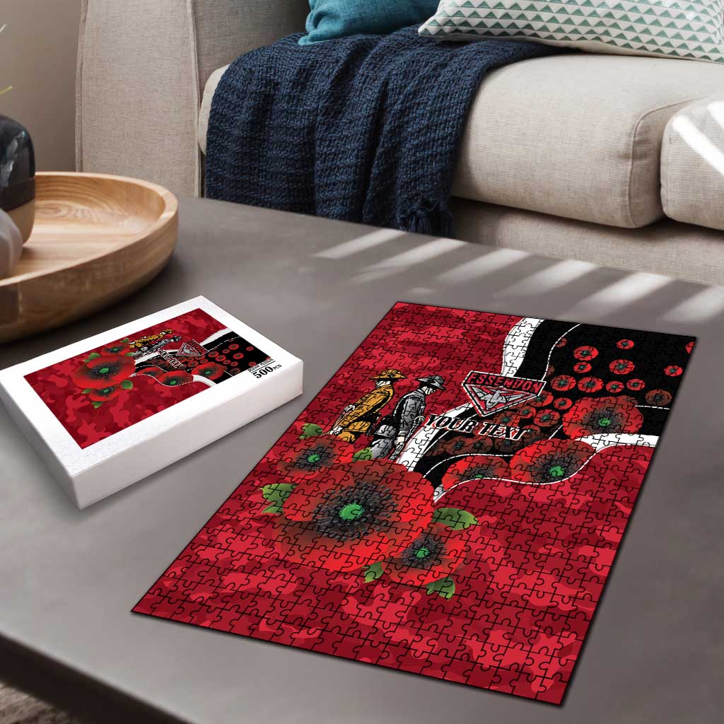 Essendon Bombers ANZAC Personalised Puzzle Lest We Forget Poppy Camo
