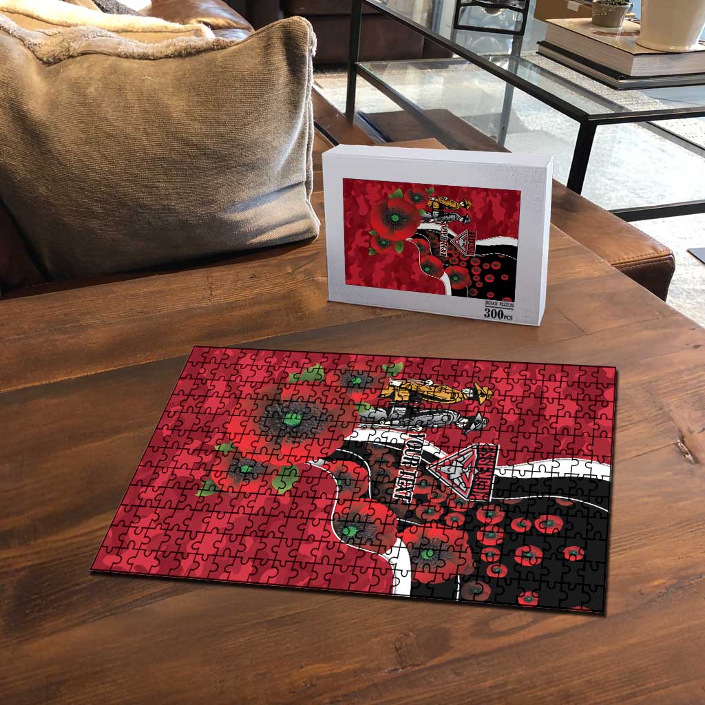 Essendon Bombers ANZAC Personalised Puzzle Lest We Forget Poppy Camo