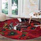 Essendon Bombers ANZAC Personalised Round Carpet Lest We Forget Poppy Camo