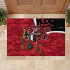 Essendon Bombers ANZAC Personalised Rubber Doormat Lest We Forget Poppy Camo