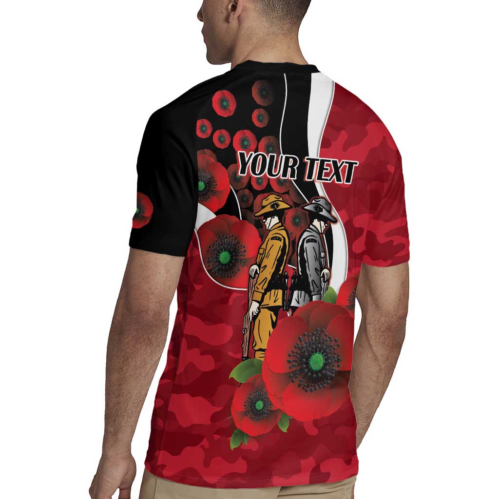 Essendon Bombers ANZAC Personalised Rugby Jersey Lest We Forget Poppy Camo